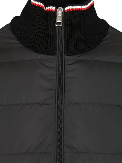 Moncler Padded Cotton Cardigan In Black