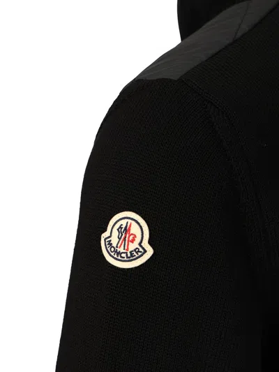 Moncler Padded Cotton Cardigan In Black