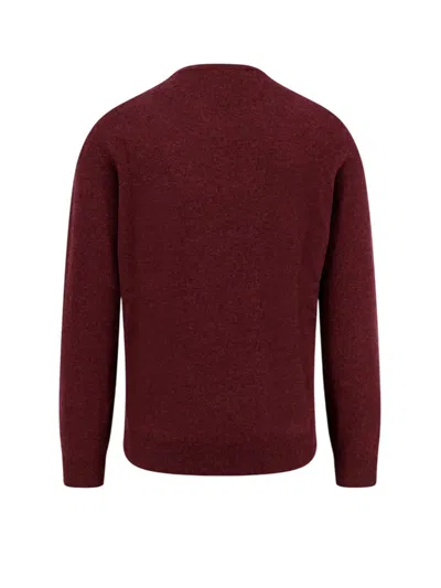 Brunello Cucinelli Cashmere Crew-neck Sweater Ribbed Profiles In Burgundy
