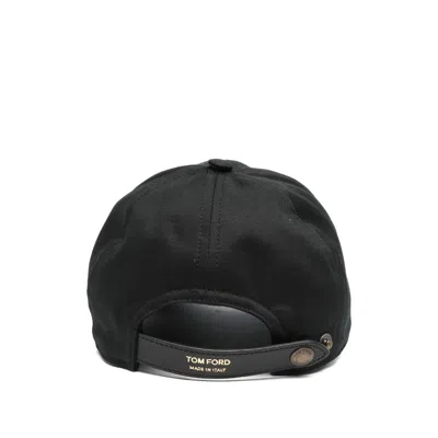 Tom Ford Black Baseball Cap With Logo Embroidery On The Front And Logo Lettering On The Rear In Cotton Man