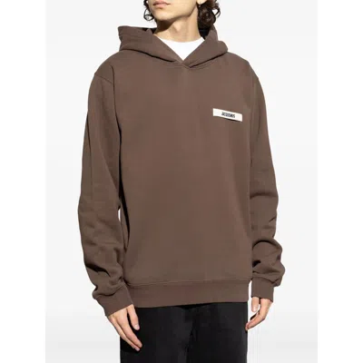 Jacquemus Gros Grain Hooded Sweatshirt In Brown