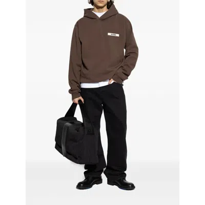 Jacquemus Gros Grain Hooded Sweatshirt In Brown