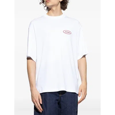 Jacquemus Mens Station Patch White Stazione Brand-patch Cotton-jersey T-shirt In White
