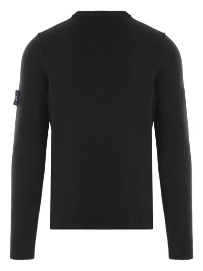 Stone Island Light Rws Pure Wool Sweater In Black