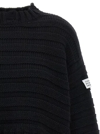 Mm6 Maison Margiela Mm6 By Maison Margiela Textured Knit Cropped Sweater In Black