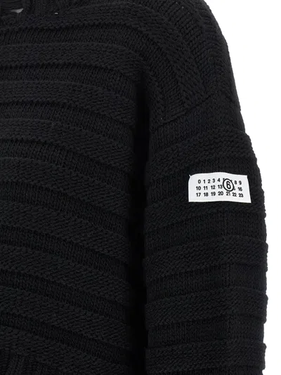 Mm6 Maison Margiela Mm6 By Maison Margiela Textured Knit Cropped Sweater In Black