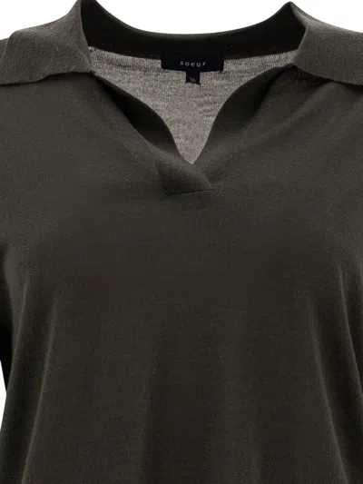 Soeur Ribbed Detail Polo Shirt