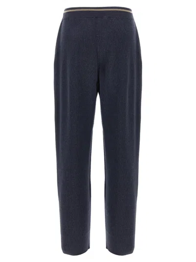 Brunello Cucinelli English Ribbed Trousers Pants Blue In Blue