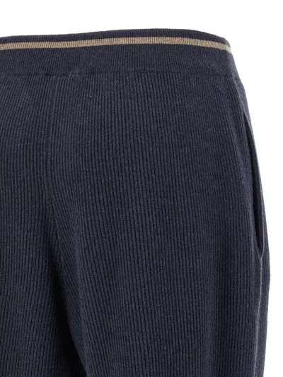 Brunello Cucinelli English Ribbed Trousers Pants Blue In Blue
