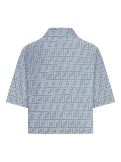 Fendi Chambray Ff Jacket In Blue