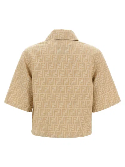 Fendi Ff Chambray Jacket In Neutral