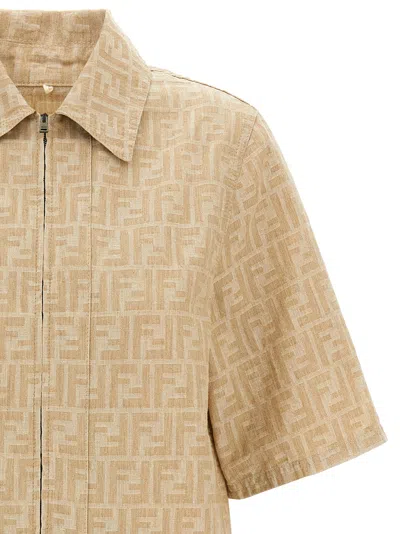 Fendi Ff Chambray Jacket In Neutral