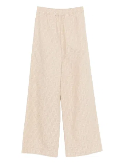 Fendi Ff-jacquard Elasticated-waist Trousers In Neutral