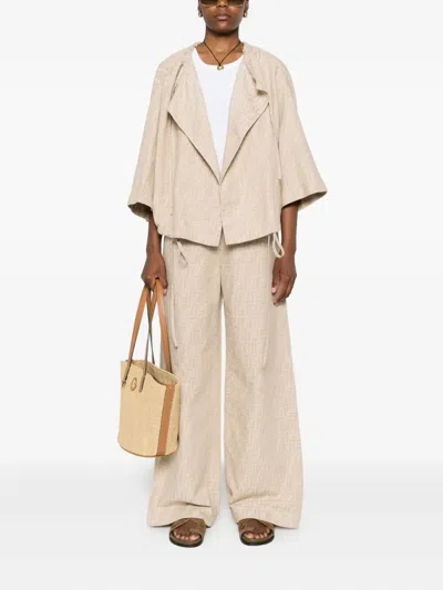 Fendi Ff-jacquard Elasticated-waist Trousers In Neutral