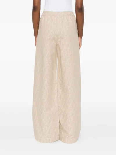 Fendi Ff-jacquard Elasticated-waist Trousers In Neutral