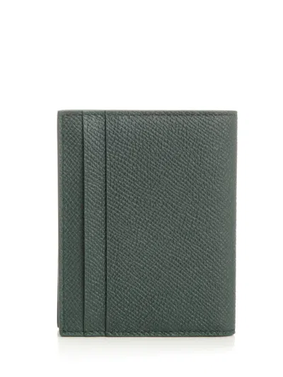 Ferragamo Micro Gancio Flap Card Holder Wallets Green In Green