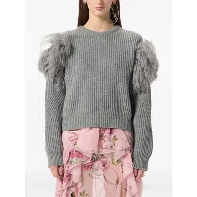 Blumarine Grey Wool Sweater In Gray