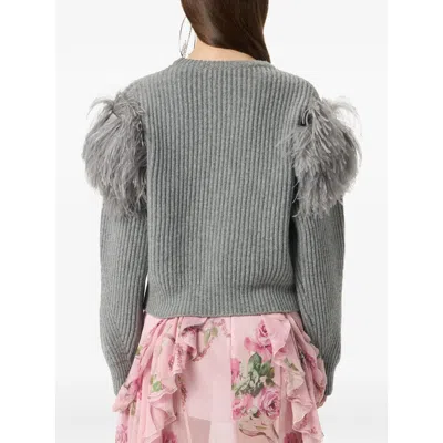 Blumarine Grey Wool Sweater In Gray