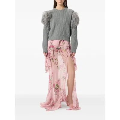 Blumarine Grey Wool Sweater In Gray