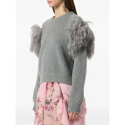 Blumarine Grey Wool Sweater In Gray