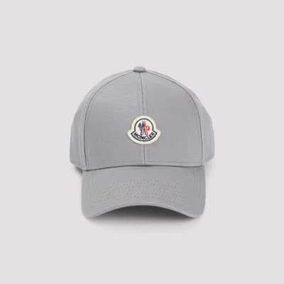Moncler Grey Cotton Gabardine Baseball Cap In Gray