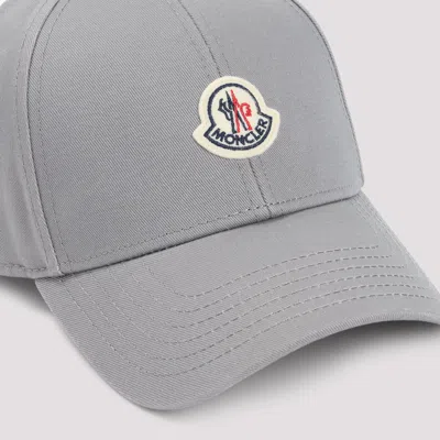 Moncler Grey Cotton Gabardine Baseball Cap In Gray