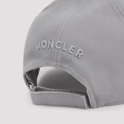 Moncler Grey Cotton Gabardine Baseball Cap In Gray