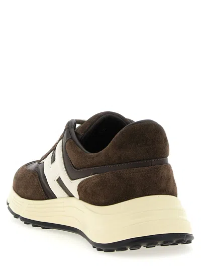 Hogan Coffee Brown Leather Sneakers With Memory Foam Insole