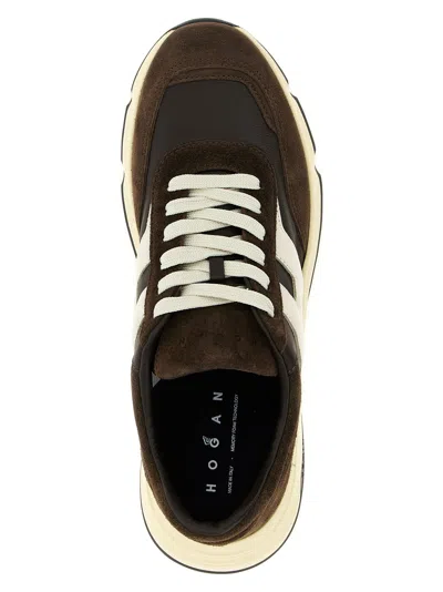 Hogan Coffee Brown Leather Sneakers With Memory Foam Insole