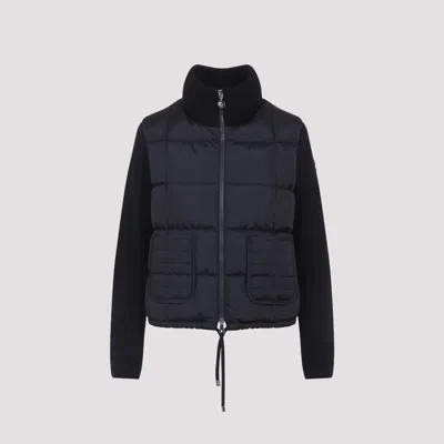 Moncler Navy Blue Padded Wool Zip-up Cardigan