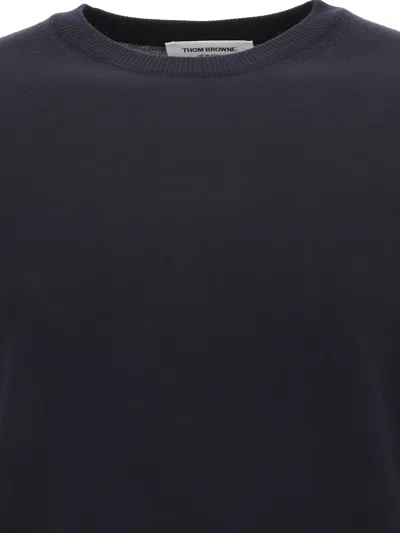 Thom Browne Striped Wool Round Neck Sweater In Blue