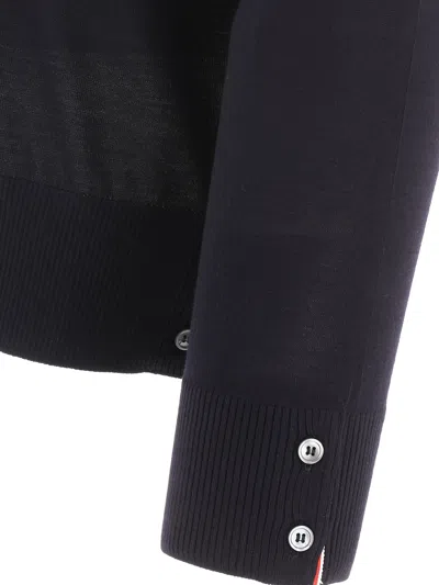 Thom Browne Striped Wool Round Neck Sweater In Blue