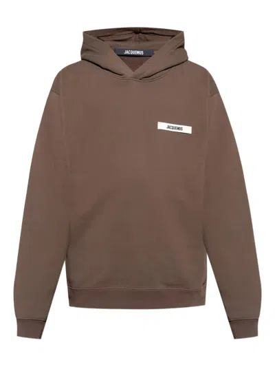Jacquemus Gros Grain Hooded Sweatshirt In Brown