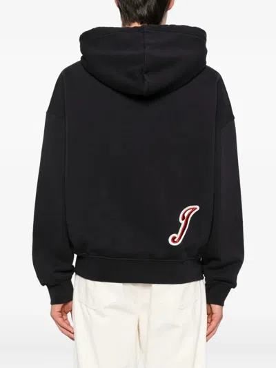 Jacquemus Cotton Sweatshirt With Embroidered Varsity Patch In Black