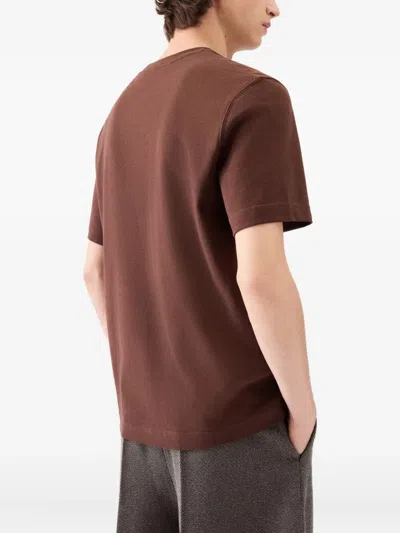 Jacquemus Gros Grain Cotton Crew-neck T-shirt In Brown