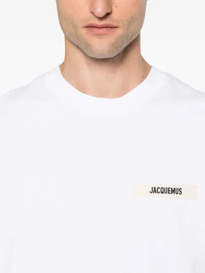 Jacquemus 'le T-shirt Gros Grain' White T-shirt With Logo Patch On The Front In White
