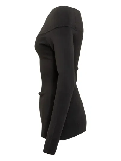 Stella Mccartney Womens Off-shoulder Long-sleeve Compact-knit Top Black In Black