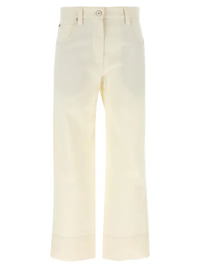 Brunello Cucinelli Crop Pants With Belt Loops And Pockets In White
