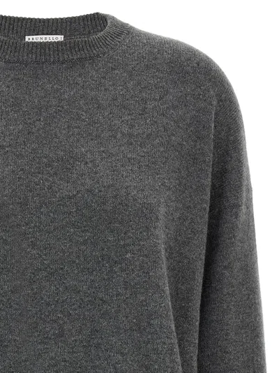 Brunello Cucinelli Monile Cashmere Sweater Sweaters And Cardigans Gray