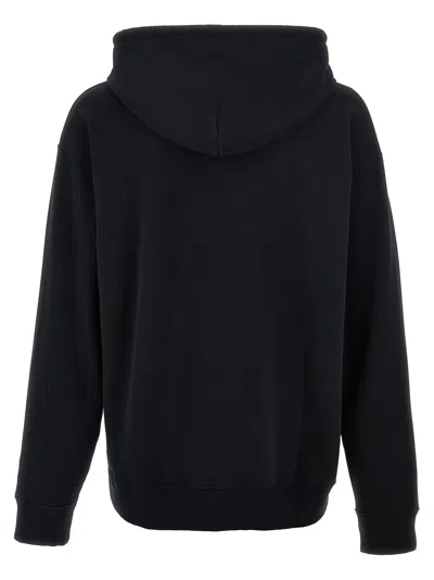 Mm6 Maison Margiela Mm6 By Maison Margiela Emblazoned Black Hoodie With Drawstring And Ribbed Finishes In Black