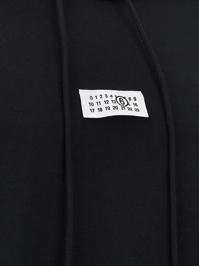 Mm6 Maison Margiela Mm6 By Maison Margiela Emblazoned Black Hoodie With Drawstring And Ribbed Finishes In Black