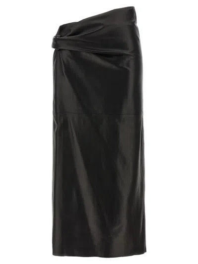 Alberta Ferretti Draped High Waist Midi Skirt