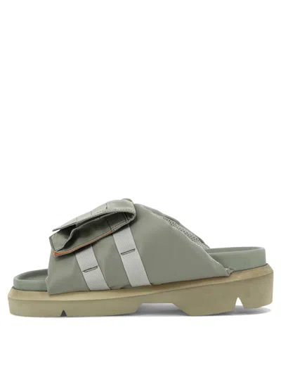 Sacai Pocket Mismatched Slides In Green