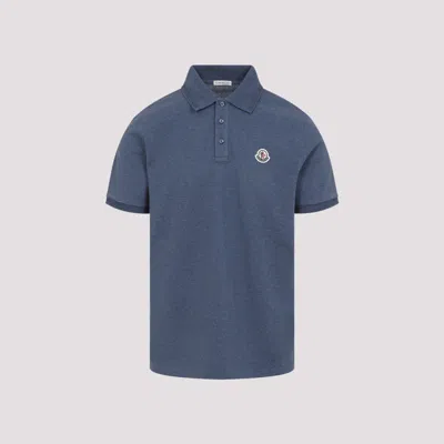 Moncler Blue Tricol-trimmed Pique Polo Shirt