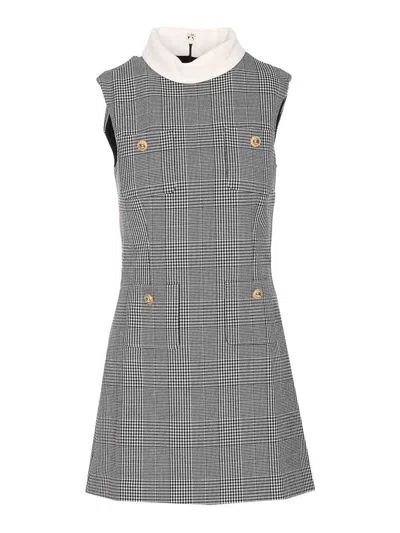 Self-portrait Self Portrait Women Sleeveless Prince Of Wales Check Mini Dress In Gray