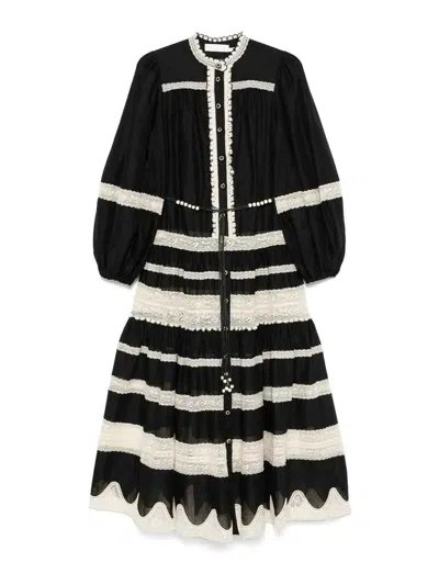 Zimmermann Women's Rhiannon Lace Midi Dress | Size 2 | 3227dss251 In Black