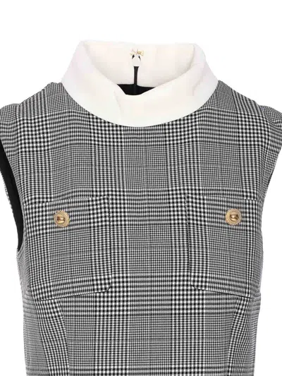 Self-portrait Self Portrait Women Sleeveless Prince Of Wales Check Mini Dress In Gray