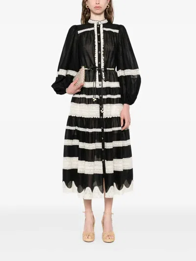 Zimmermann Women's Rhiannon Lace Midi Dress | Size 2 | 3227dss251 In Black