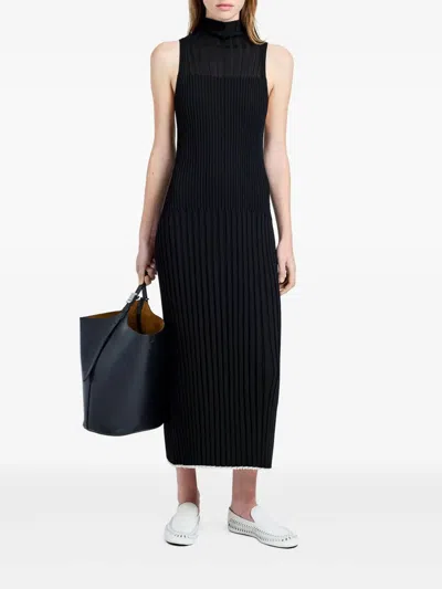 Proenza Schouler Maia Rib Midi Tank Dress In Black