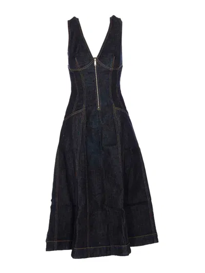 Self-portrait Self Portrait Denim Midi Dress In Black